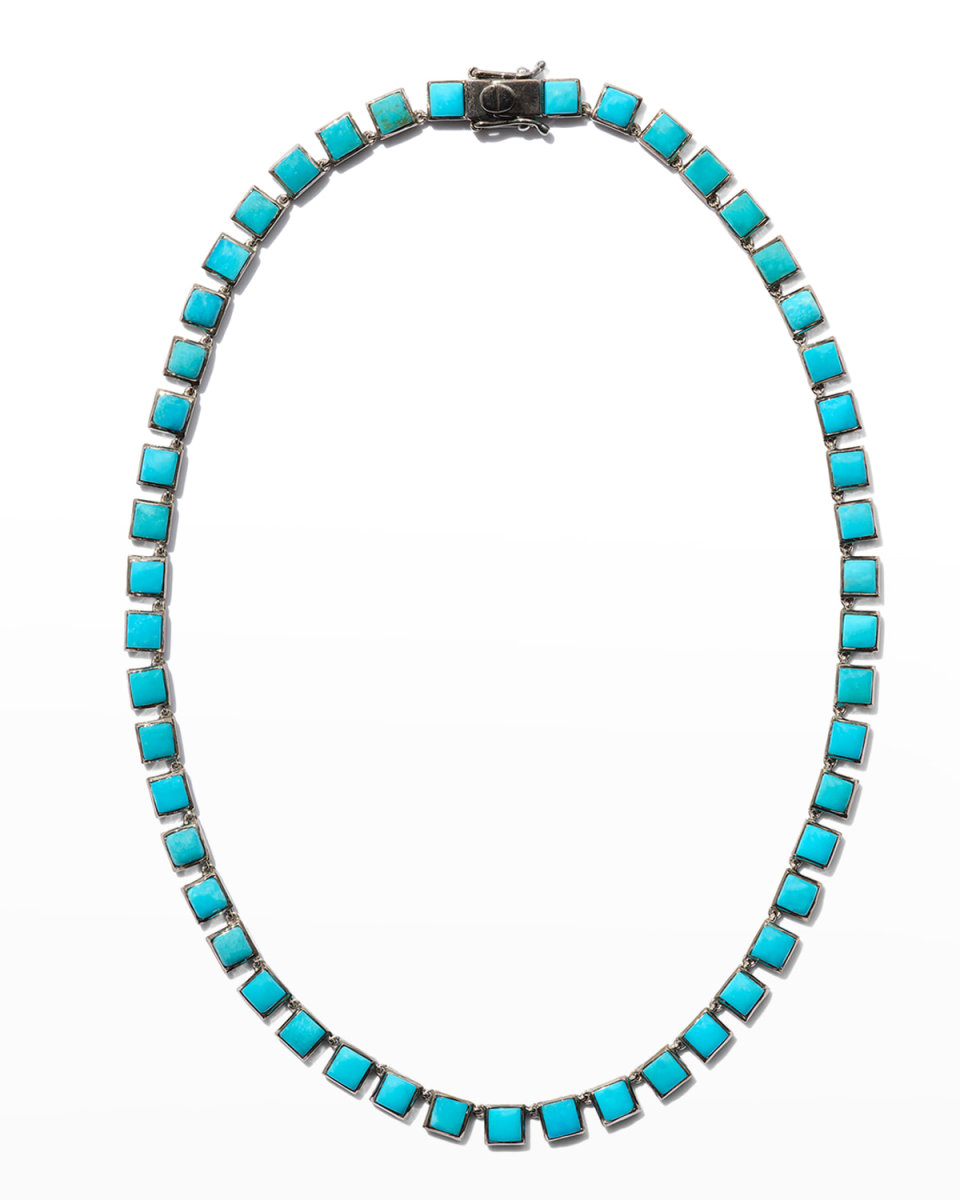 Small Tile Riviere Necklace, Turquoise